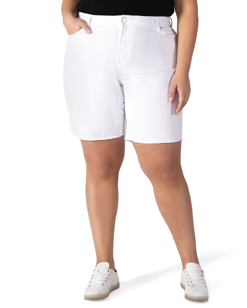 Plus size model wearing Makenna Bermuda Shorts by DEX PLUS | Dia&Co | dia_product_style_image_id:202965